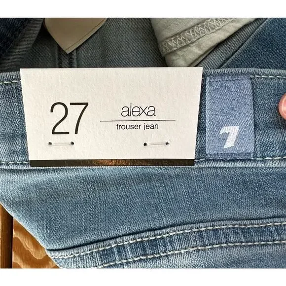 NWT $238 7 For All Mankind Alexa Trouser Jeans Size 27 Women’s Blue - Picture 7 of 12